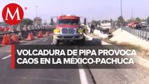 Vuelca pipa de gas LP en carretera México-Pachuca Estado de México
