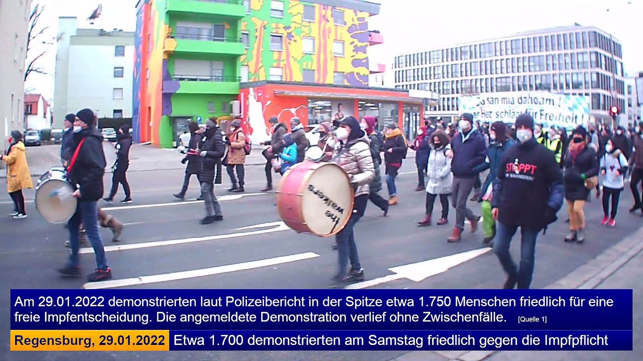 Regensburg: 1.700 demonstrierten friedlich gegen die Impfpflicht | 29.01.2022