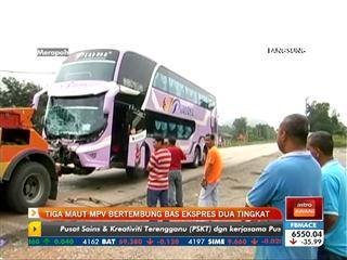 3 maut MPV bertembung bas ekspres 2 tingkat
