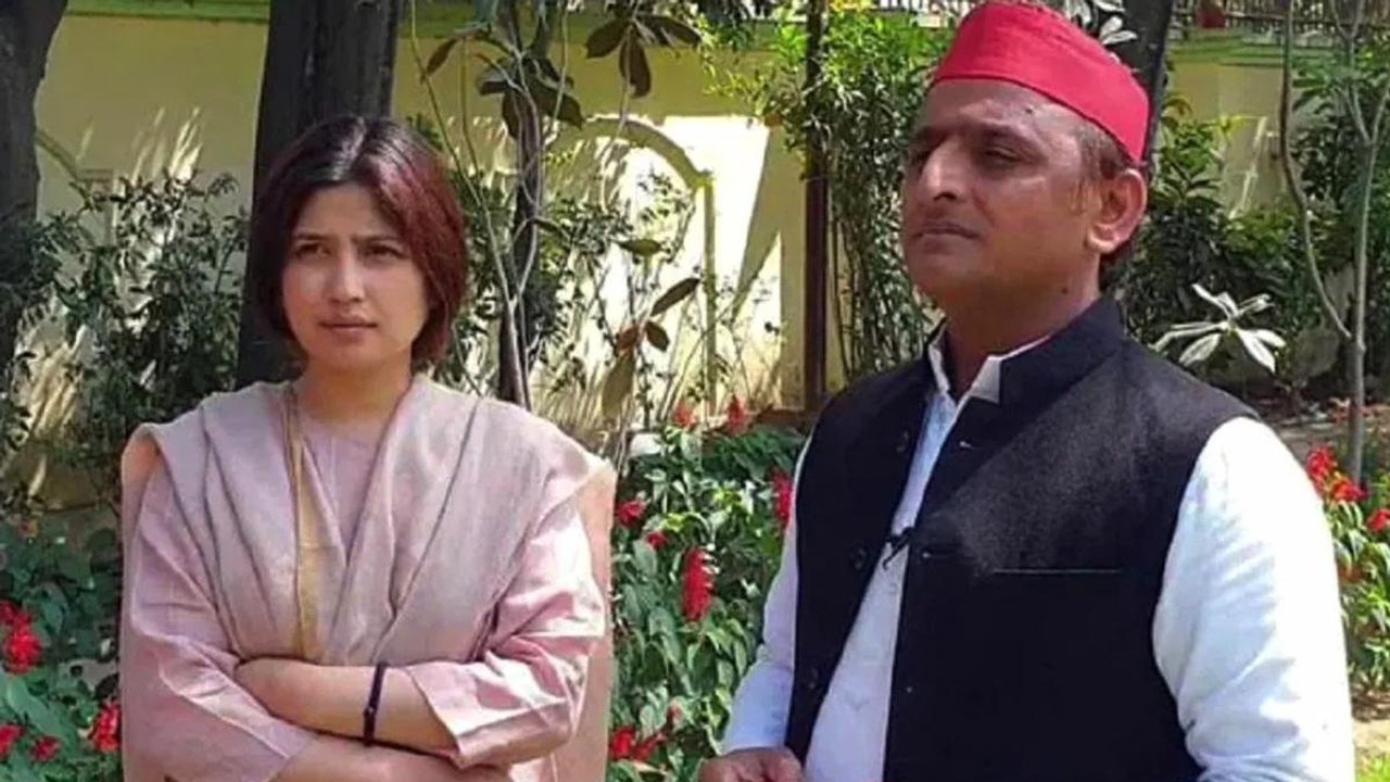 Akhilesh Yadav with wife Dimple cast his vote from Saifai