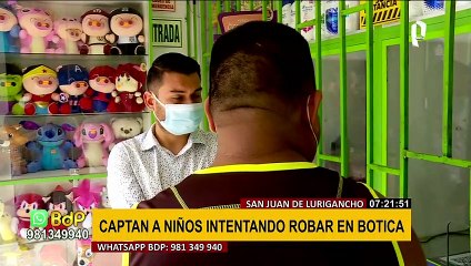 SJL: banda integrada por niños intenta roba en farmacia