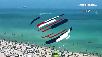 Miami'de sahile düşen helikopter saniye saniye kamerada