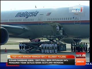 3 lagi jenazah mangsa MH17 selamat pulang