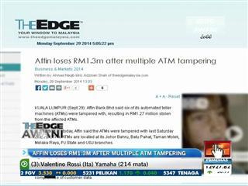 AFFIN loses RM1.3m after multiple ATM tampering
