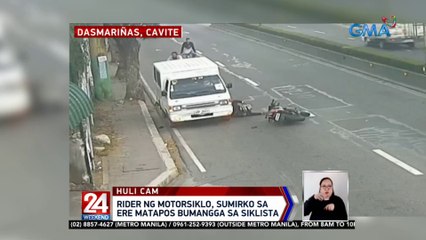 Rider ng motorsiklo, sumirko sa ere matapos bumangga sa siklista | 24 Oras