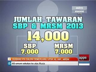 Kurang 4% calon cemerlang UPSR ke SBP, MRSM