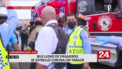Panamericana Sur: Más de 30 personas salvan de morir tras choque de bus con tráiler