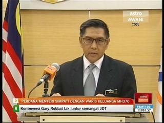 Perdana Menteri simpati dengan waris keluarga MH370