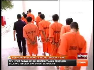 Penyokong bola sepak, 9 lelaki direman 4 hari