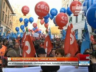 Ribuan pekerja di Itali lancar mogok