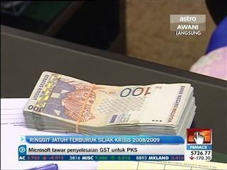 Ringgit jatuh terburuk sejak krisis 2008/2009