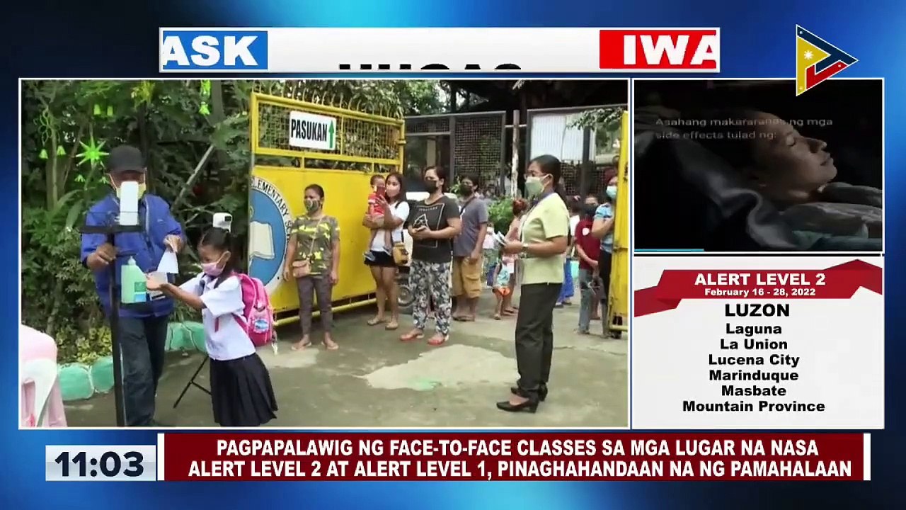 Pagpapalawig ng face-to-face classes sa mga lugar na nasa Alert Level 2 at Alert Level 1, pinaghahandaan na ng pamahalaan