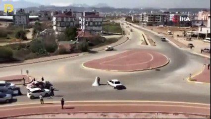 Gelin ve damadın etrafında drift atan sürücüye baş döndüren ceza