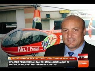 Mayat juruterbang dituntut kedutaan AS pada Isnin