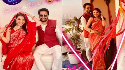 Kajal Aggarwal की हो गई गोदभराई, Baby shower में Red saree में दिखी कमाल | FilmiBeat