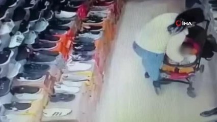 "Pes" dedirten hırsızlık: Çaldığı ayakkabıyı bebeğinin altına böyle sakladı