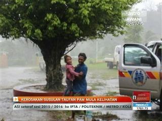 Kerosakan susulan taufan Pam mula kelihatan