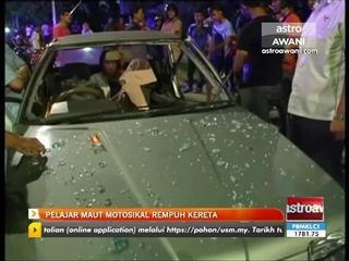 Pelajar maut motosikal rempuh kereta
