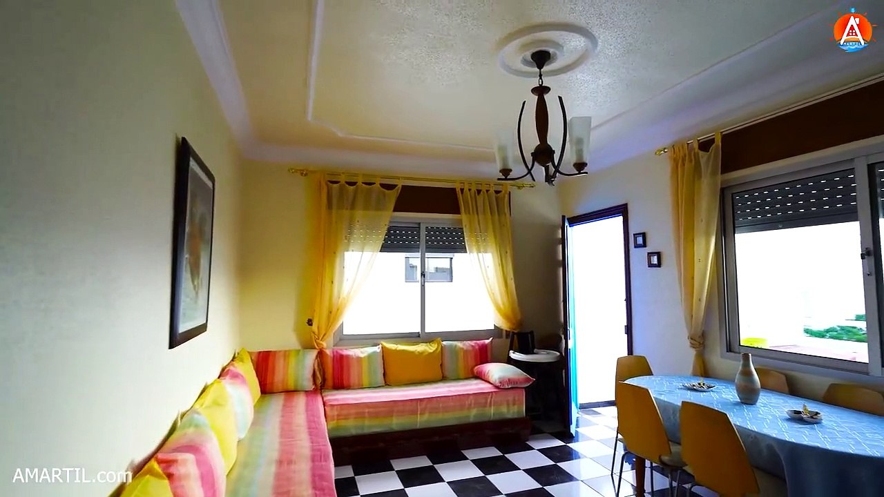 شقة مفروشة للبيع مساحتها 100 متر مرتيل ميرامار حي راقي Appartement Martil 2 chambres 2 Salon Balcon