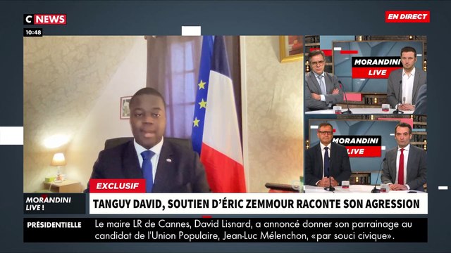 Exclusif - Le soutien d'Eric Zemmour agressé ce week-end à Paris, Tanguy David, raconte son agression dans Morandini Live : On m'a craché dessus, donné des coups de poing, insulté - VIDEO