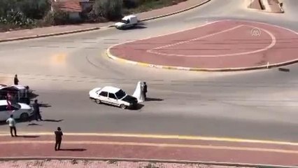 Gelinle damadın çevresinde drift yapan sürücüye ceza uygulandı