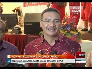 Akta anti-keganasan bakal dibentangkan