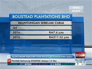 Keuntungan sebelum cukai Boustead Plantations susut