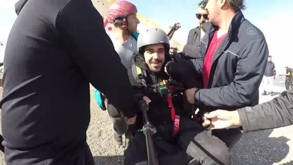 Felçli gencin uçma hayali gerçekleşti