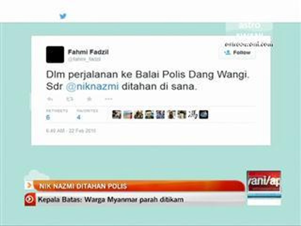 Nik Nazmi ditahan polis
