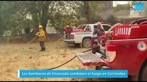 Los bomberos de Ensenada combaten el fuego en Corrientes
