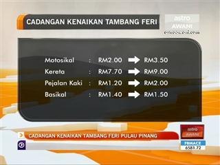 Cadangan kenaikan tambang feri Pulau Pinang