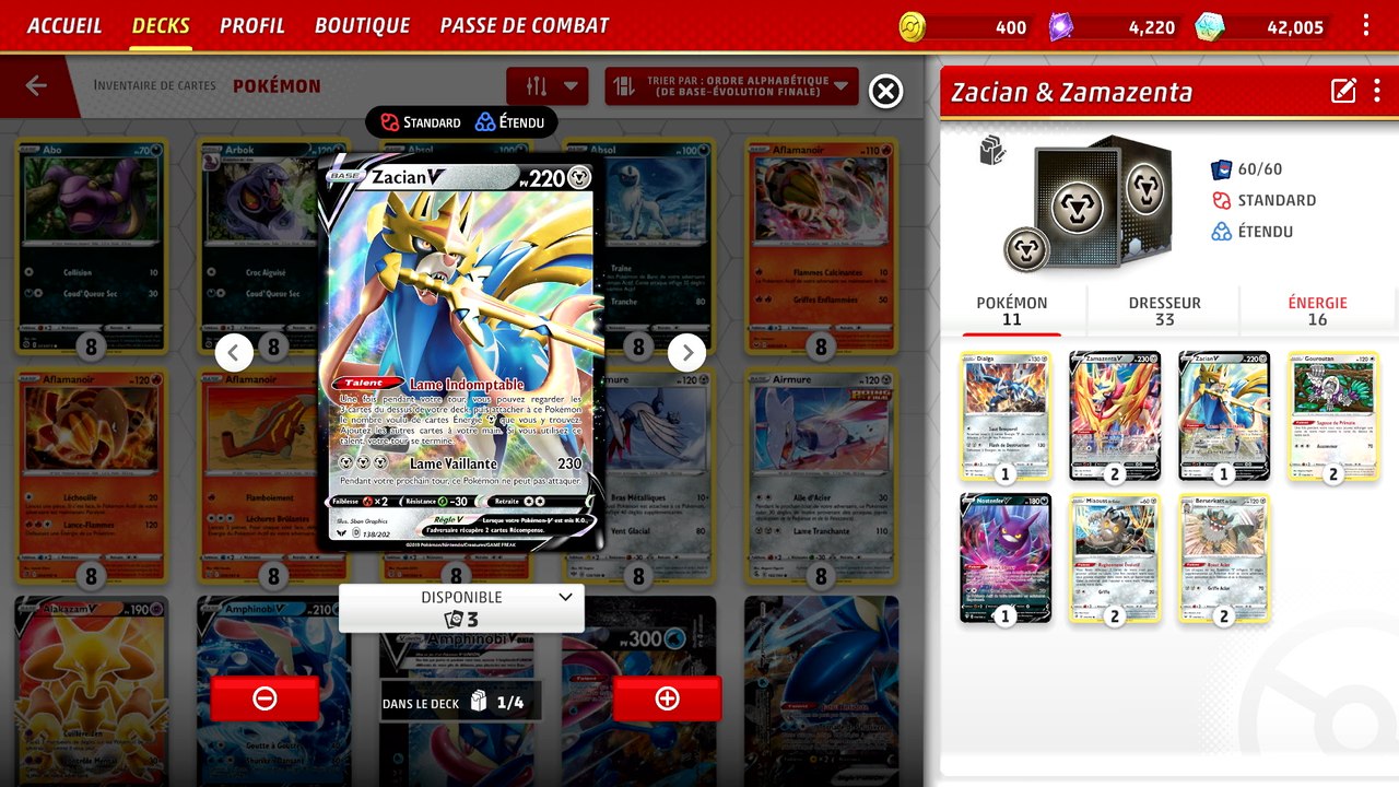 Gestion des cartes, édition de deck et match dans JCC Pokémon Live