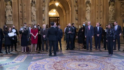 Nancy Pelosi watches Speaker’s Procession in Parliament