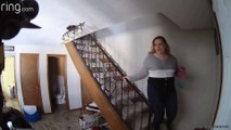 Smart Dog Steals Hot Dog After Slip on Stairs