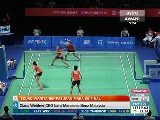 Skuad berpasukan badminton wanita mara ke final