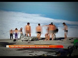 Tiga lagi pelancong bogel ditahan polis