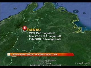 Gempa bumi terkuat di Ranau sejak 1976