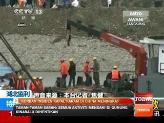 Korban insiden kapal karam di China meningkat
