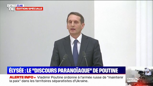 Parlez sans détour! : le directeur du Service des renseignements extérieurs de la Russie déstabilisé par les questions de Vladimir Poutine sur les territoires séparatistes d'Ukraine