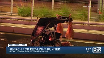Search on for red-light runner who hit 2-year-old in stroller