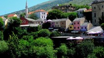Old Town during hot spring day in Mostar, Bosnia and Herzegovina.