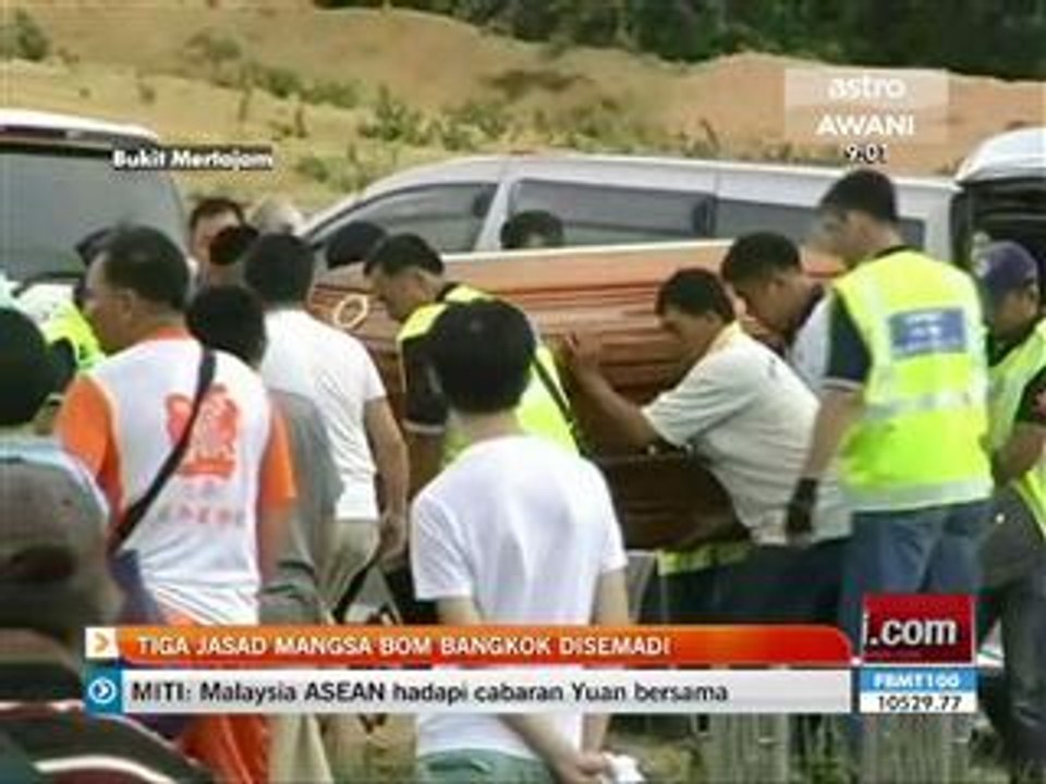 Tiga jasad mangsa bom Bangkok disemadi