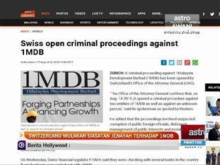 Switzerland mulakan siasatan jenayah terhadap 1MDB