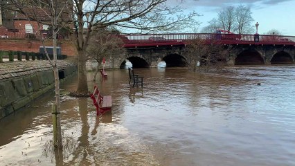 River Trent at Newark Castle in the aftermath of Storm Franklin