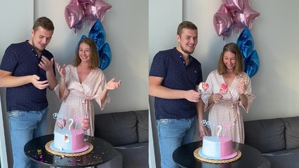 'Parents-to-be dip glasses in cake to reveal gender of upcoming baby'