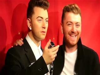 Sam Smith comes face-to-face with his wax likeness at Madame Tussauds