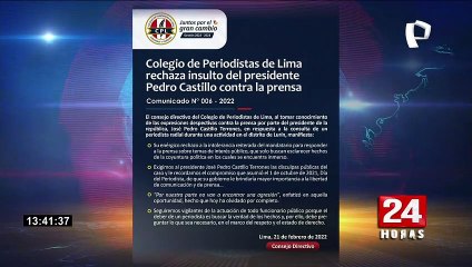 Pedro Castillo: Colegio de Periodistas exige que se disculpe por expresiones despectivas