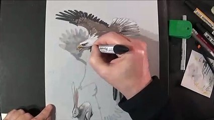Art in 3D - Drawing a Hunting Eagle - Awesome 3D Animals