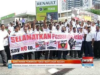 Bantahan pemandu teksi bertukar kecoh