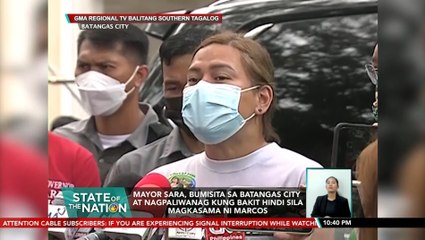 Mayor Sara, bumisita sa Batangas City at nagpaliwanag kung bakit hindi sila magkasama ni Marcos | SONA